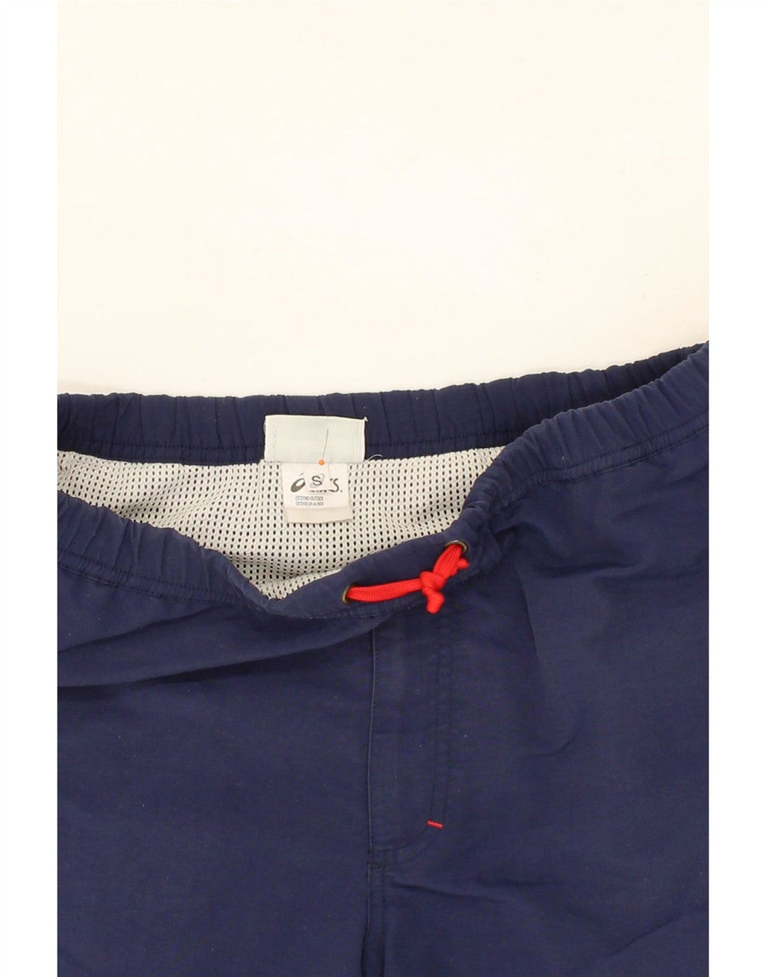 ASICS Mens Sport Shorts Small  Navy Blue Colourblock Polyester Vintage Asics and Second-Hand Asics from Messina Hembry 
