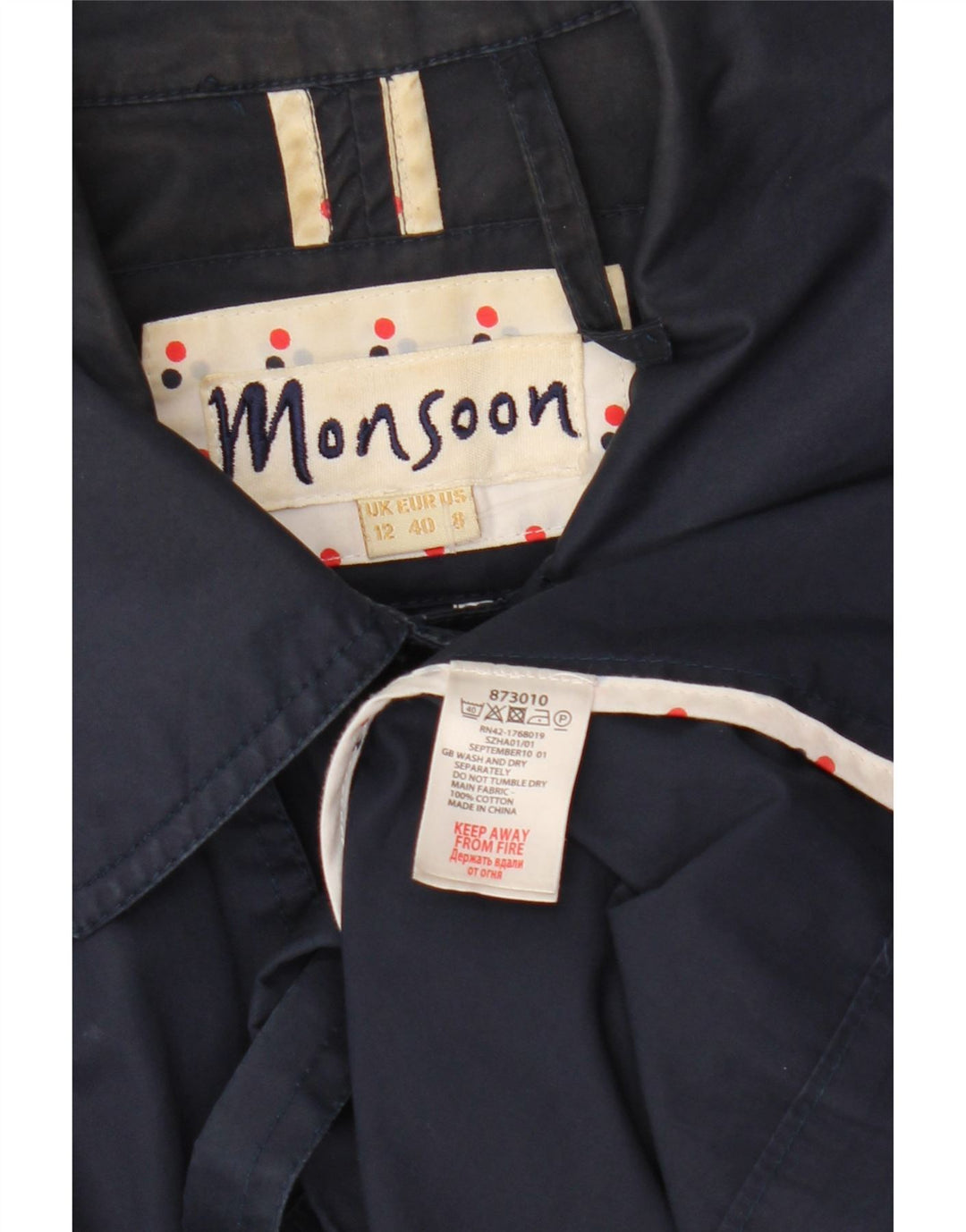 Γυναικεία καμπαρντίνα Monsoon UK 12 Medium Navy Blue Cotton