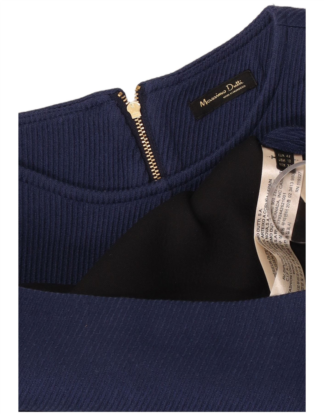 Massimo Dutti Γυναικείο Αμάνικο Φόρεμα με θήκη EU 42 Μεγάλο Μαλλί Navy Blue