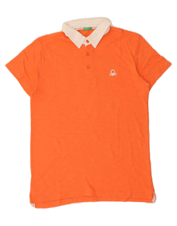 BENETTON Mens Graphic Polo Shirt Small Orange Colourblock Vintage Benetton and Second-Hand Benetton from Messina Hembry 