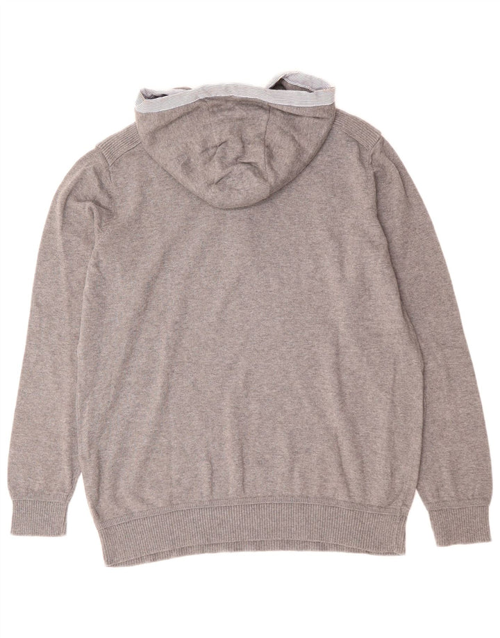 MASSIMO DUTTI Ανδρικό πουλόβερ με κουκούλα, μεγάλο γκρι βαμβακερό