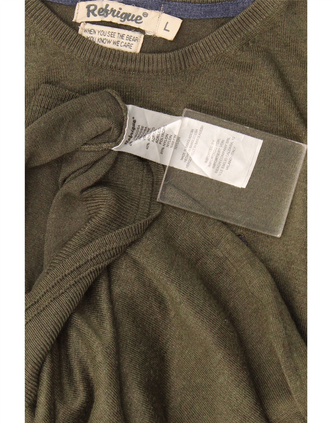 Ανδρικό πουλόβερ Refrigiwear Crew Neck Jumper Μεγάλο χακί βισκόζη