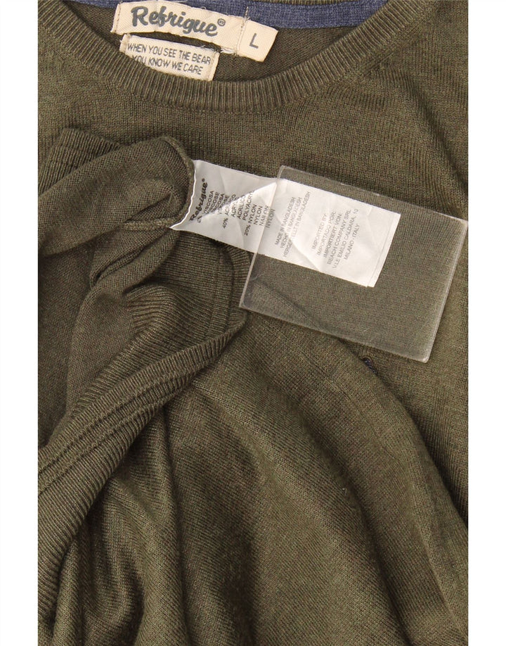 Ανδρικό πουλόβερ Refrigiwear Crew Neck Jumper Μεγάλο χακί βισκόζη