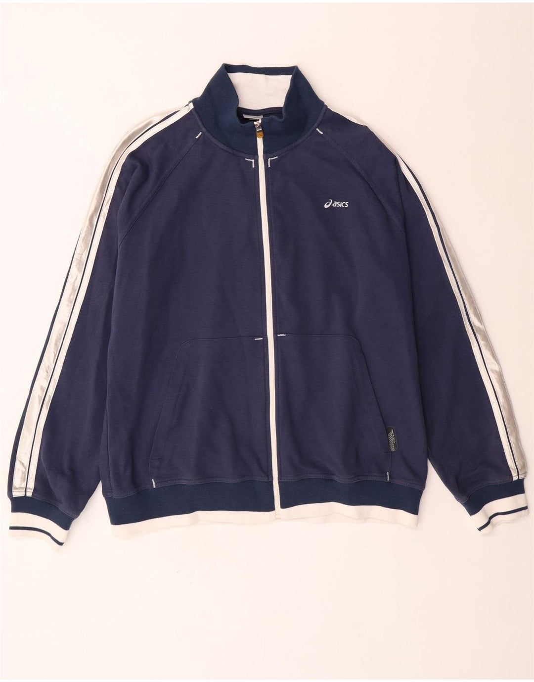 Ανδρική αθλητική φόρμα ASICS Top Jacket 2XL Navy Blue Colourblock Βαμβακερό