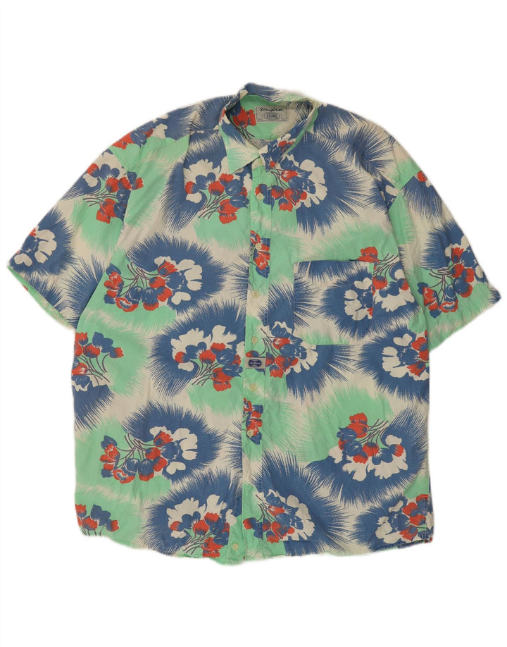 Ανδρικό κοντομάνικο πουκάμισο UNIFORM XL Πράσινο φλοράλ βαμβακερό