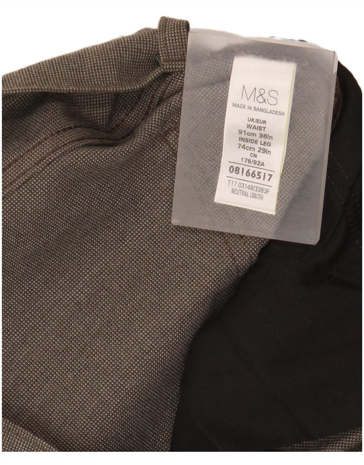 Marks & Spencer Ανδρικό Slim Fit Casual Παντελόνι W36 L29 Καφέ Πολυεστέρας