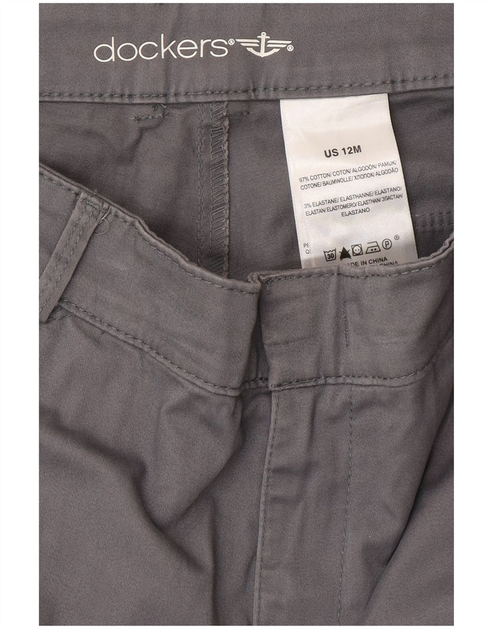 DOCKERS Γυναικείο ίσιο casual παντελόνι US 12 Μεγάλο W32 L31 Γκρι βαμβακερό