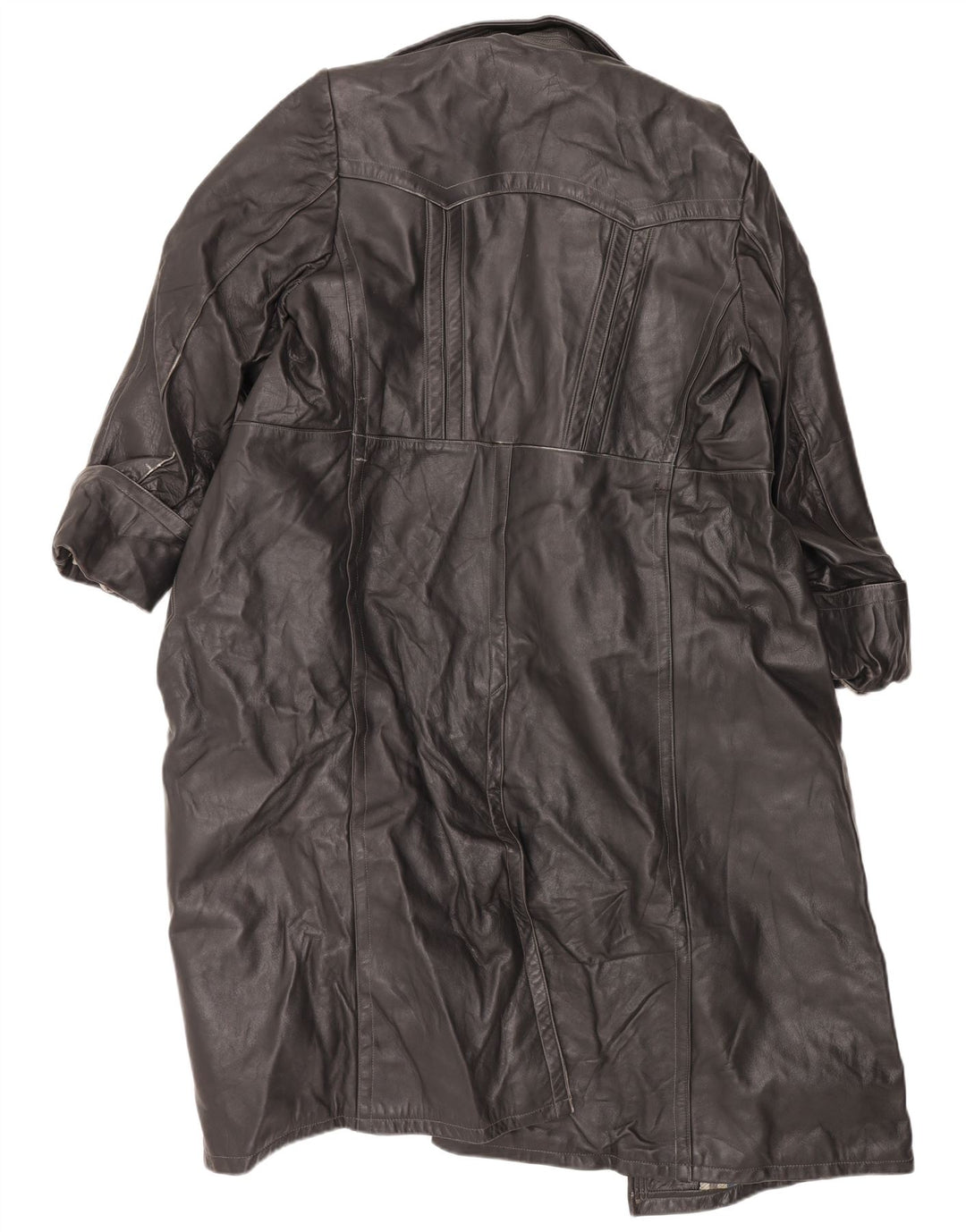 VINTAGE Ανδρικό Δερμάτινο Trench Coat UK 38 Medium Black Leather