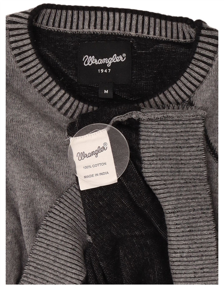 Ανδρικό πουλόβερ με λαιμόκοψη Wrangler με μεσαίο γκρι γεωμετρικό βαμβάκι