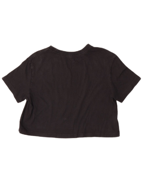 Γυναικείο μπλουζάκι Nike Crop γραφικό μπλουζάκι UK 10 Small μαύρο βαμβακερό