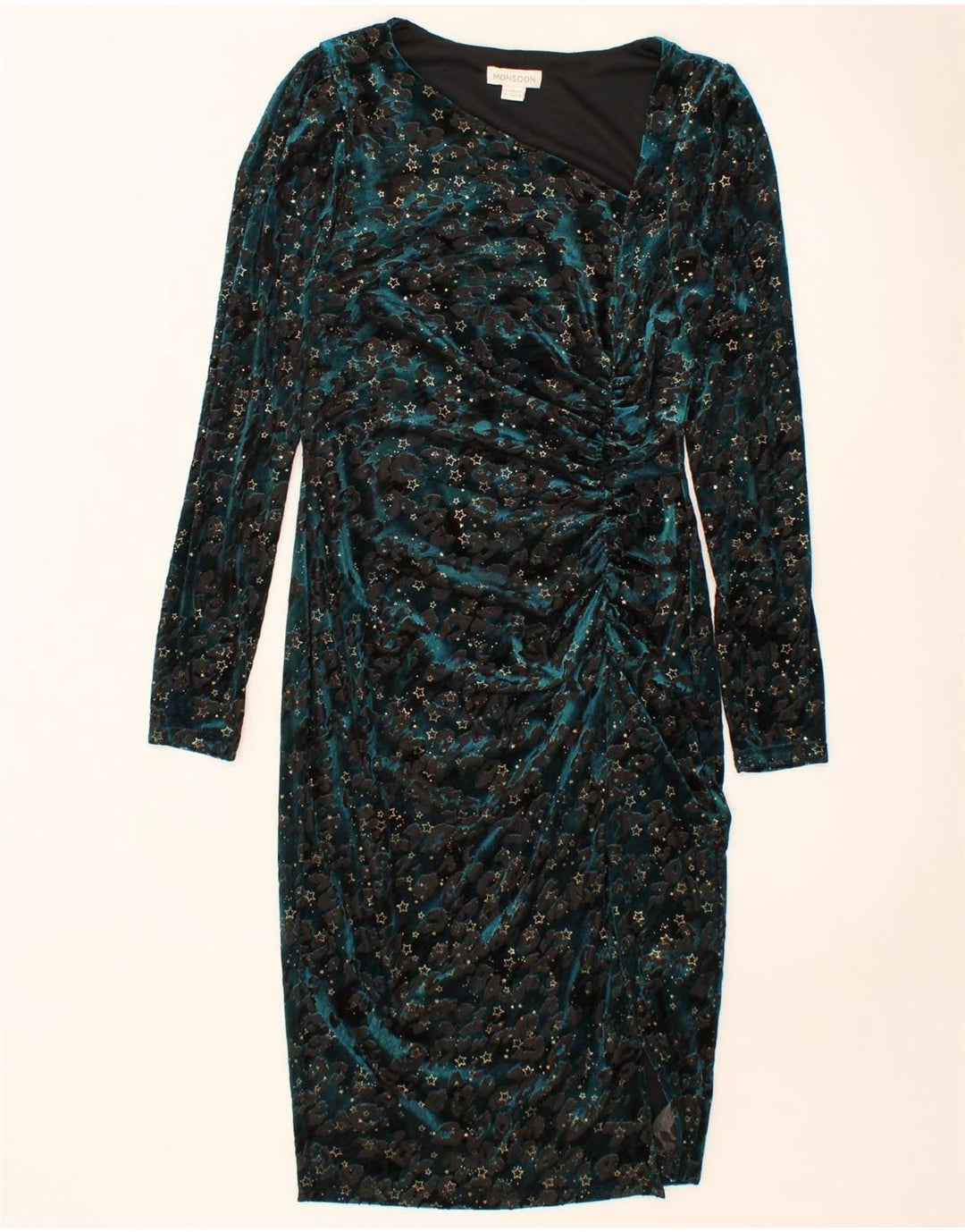 MONSOON Womens Abstract Pattern Bodycon Dress UK 10 Small Black Vintage Monsoon and Second-Hand Monsoon from Messina Hembry 