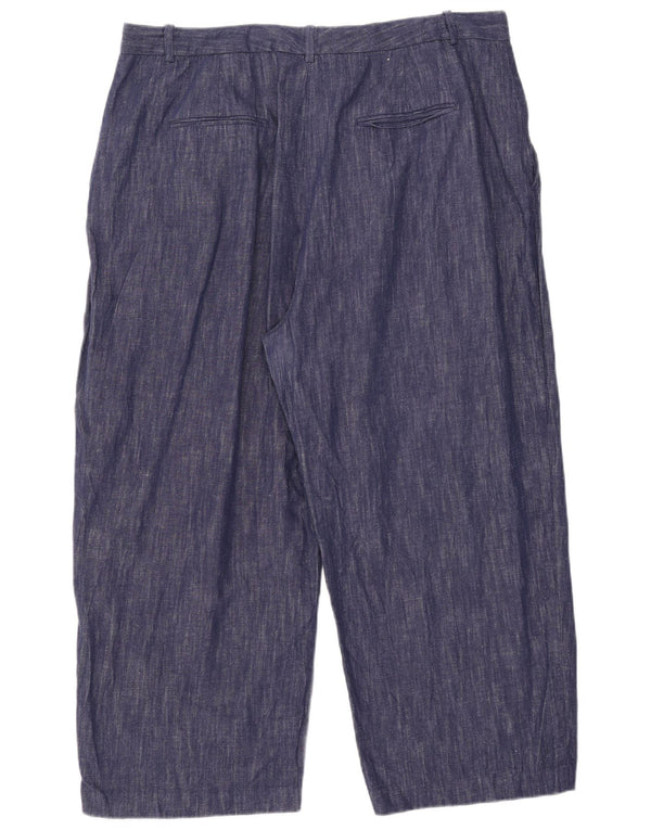 Marks & Spencer Γυναικείο Cropped Παντελόνι UK 22 3XL W41 L25 Navy Blue