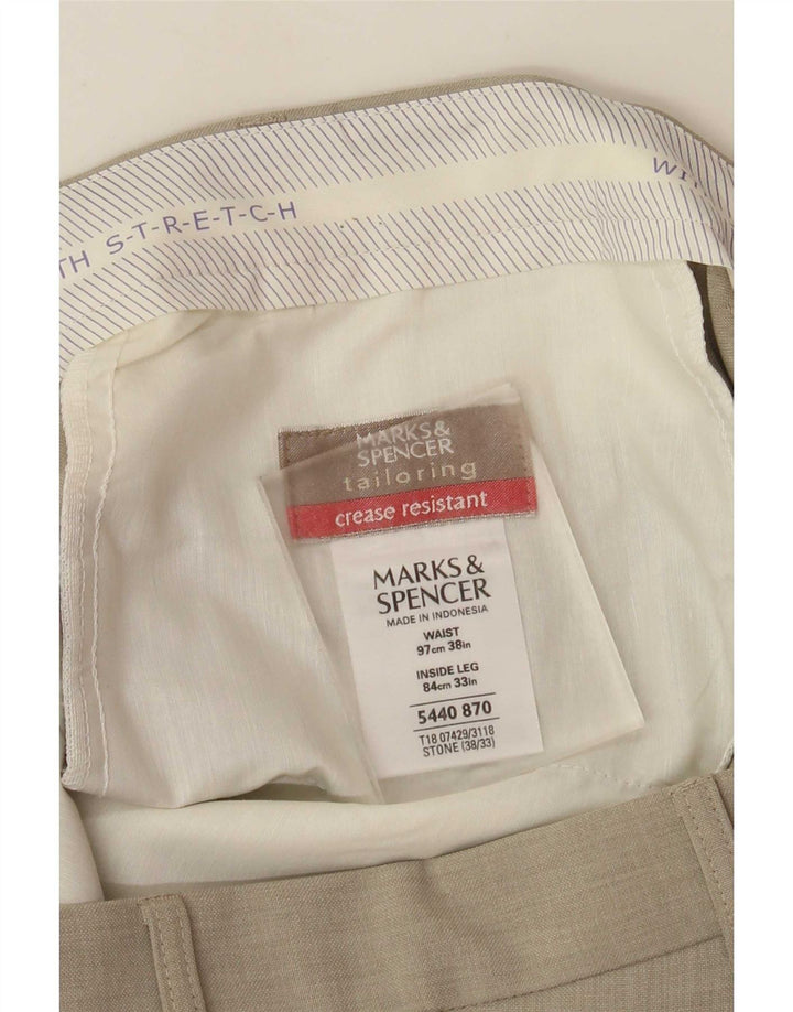 Ανδρικό ίσιο παντελόνι Marks & Spencer W38 L30 Beige Polyester
