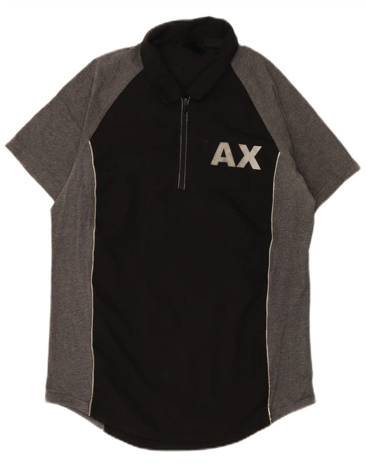 Armani Exchange Ανδρικό γραφικό μπλουζάκι πόλο, μικρό μαύρο χρώμα