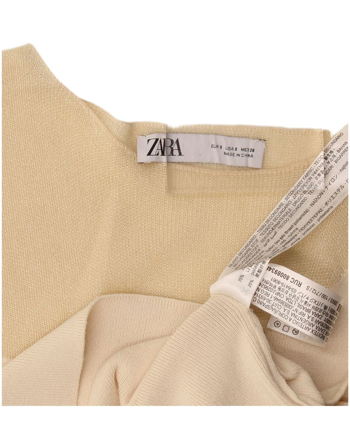 Zara Γυναικείο γιλέκο Crop UK 8 Small Beige Nylon
