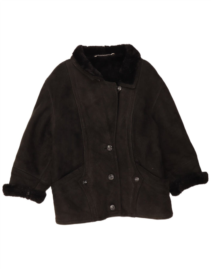Vintage Γυναικείο Oversized Shearling Jacket IT 44 Medium Black Shearling