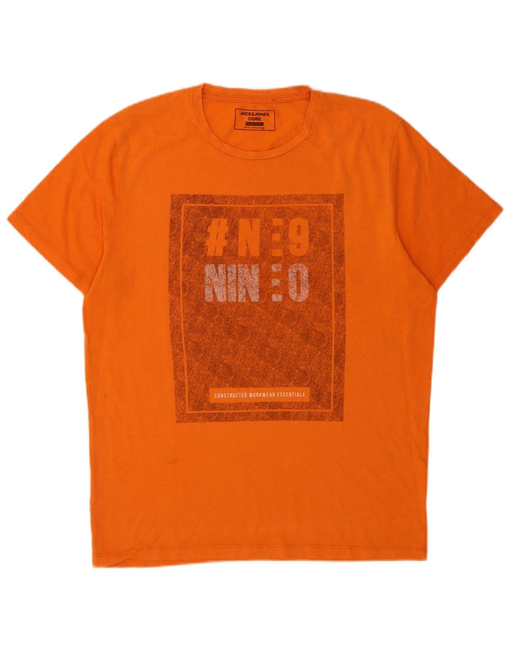 Jack & Jones Ανδρικό μπλουζάκι με γραφικό κανονικό φόρεμα, τοπ μεγάλο πορτοκαλί