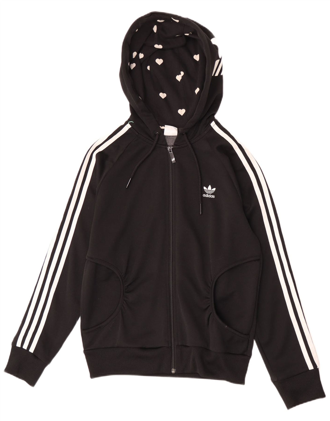 Γυναικείο πουλόβερ με κουκούλα με φερμουάρ Adidas IT 40 μικρό μαύρο πολυεστέρα