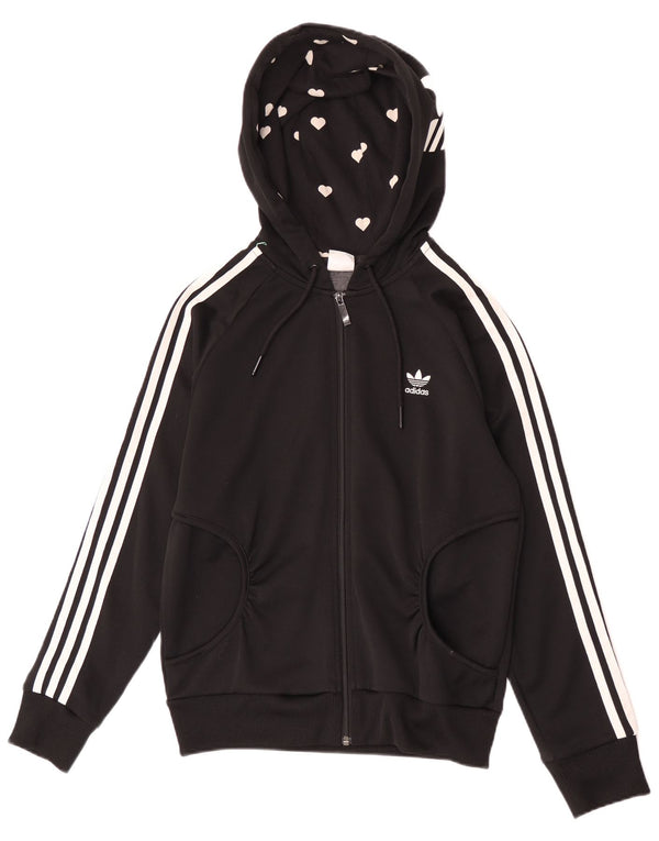 Γυναικείο πουλόβερ με κουκούλα με φερμουάρ Adidas IT 40 μικρό μαύρο πολυεστέρα