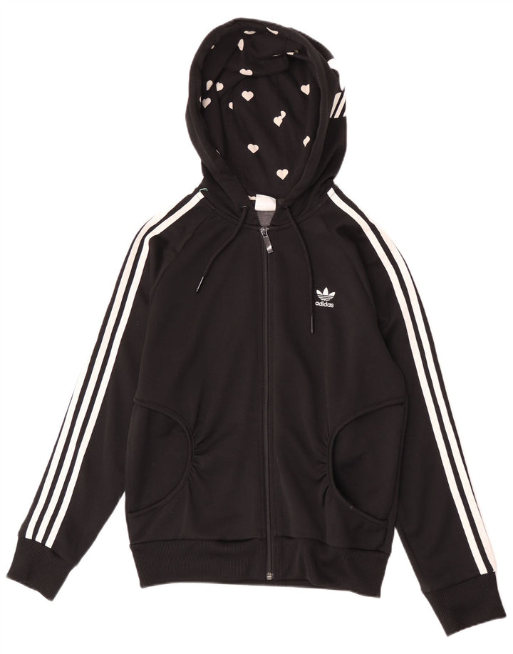 Γυναικείο πουλόβερ με κουκούλα με φερμουάρ Adidas IT 40 μικρό μαύρο πολυεστέρα