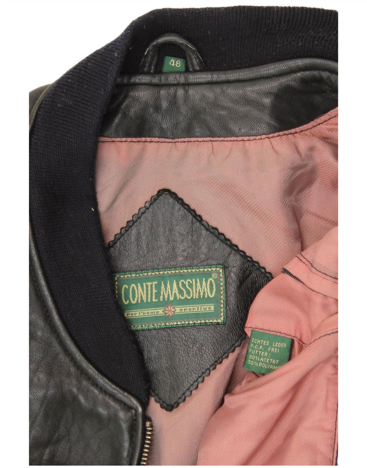 Ανδρικό μπουφάν Conte Massimo Loose Fit Bomber IT 48 Medium μαύρο δέρμα
