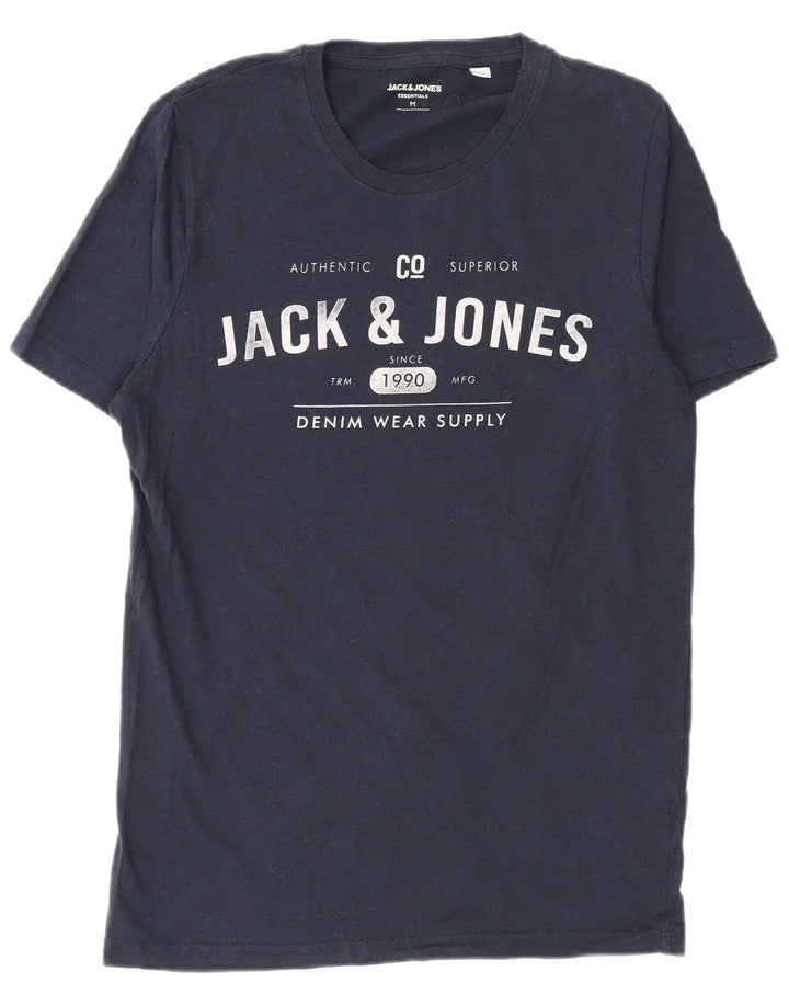 Ανδρικό γραφικό μπλουζάκι Jack & Jones Τοπ μεσαίου μπλε βαμβακερό