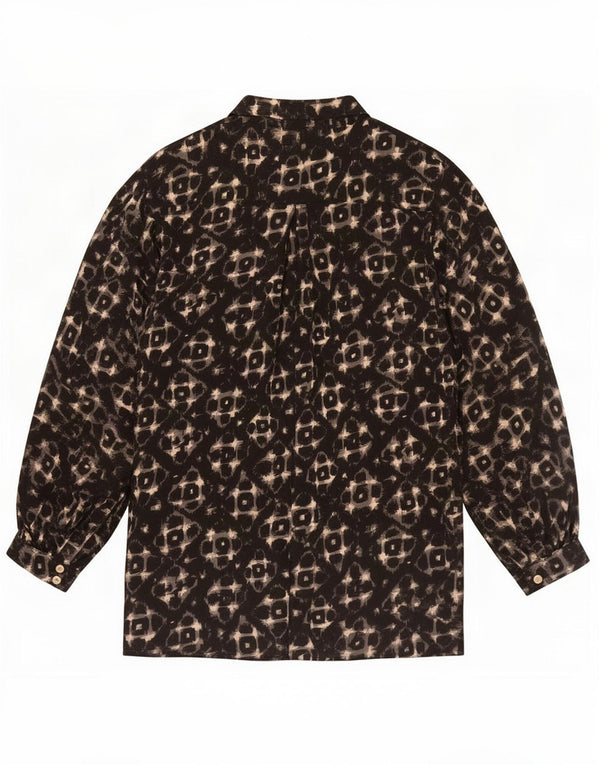 Toast Γυναικείο πουκάμισο Oversized Μπλούζα UK 12 μεσαία μαύρη γεωμετρική βισκόζη