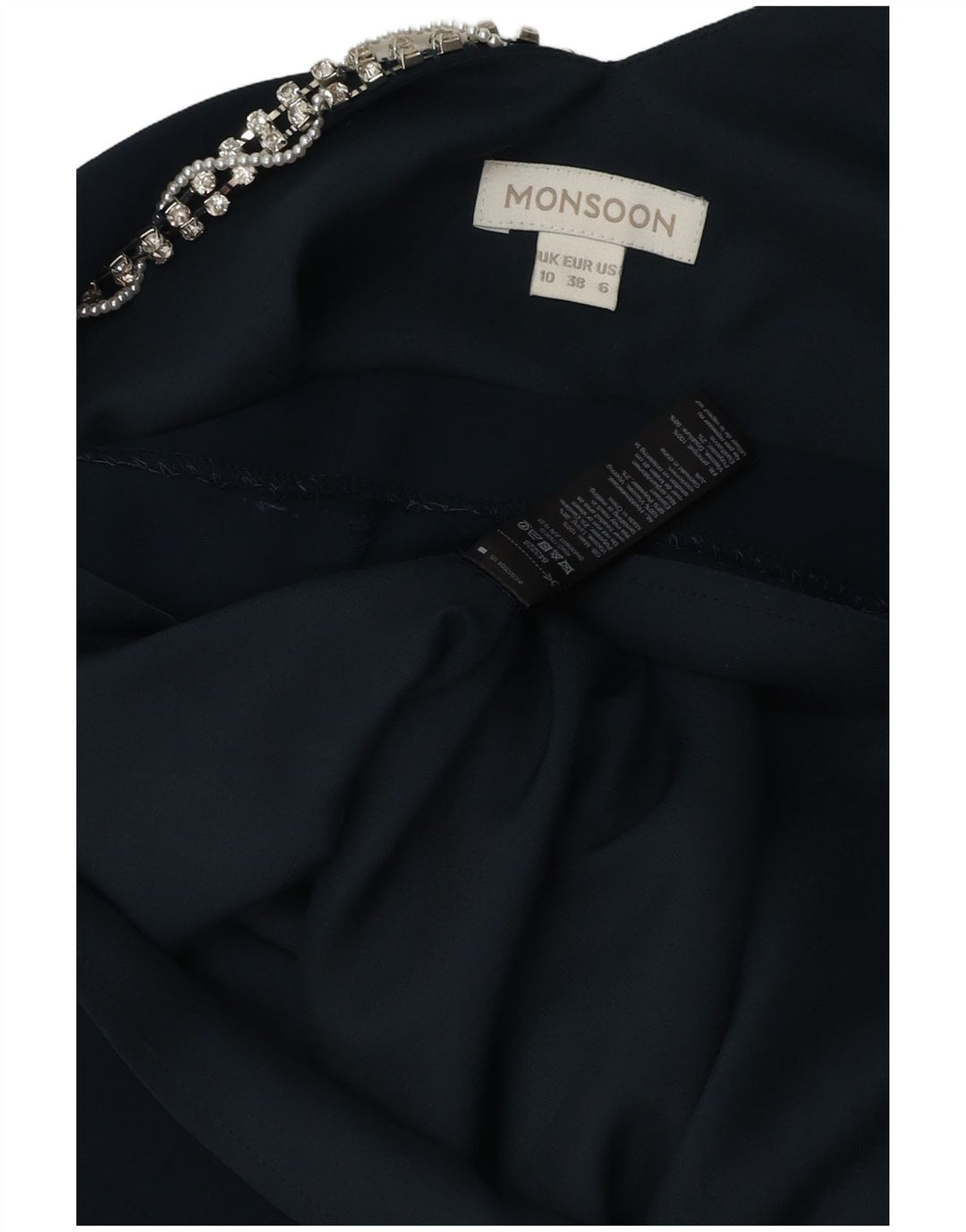 Γυναικείο αμάνικο φόρεμα MONSOON UK 10 Small Navy Blue Viscose