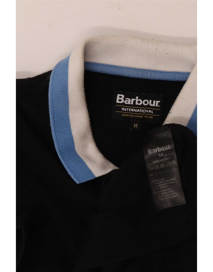 Ανδρικό μπλουζάκι ράγκμπι πόλο Barbour, μεσαίο μαύρο βαμβακερό