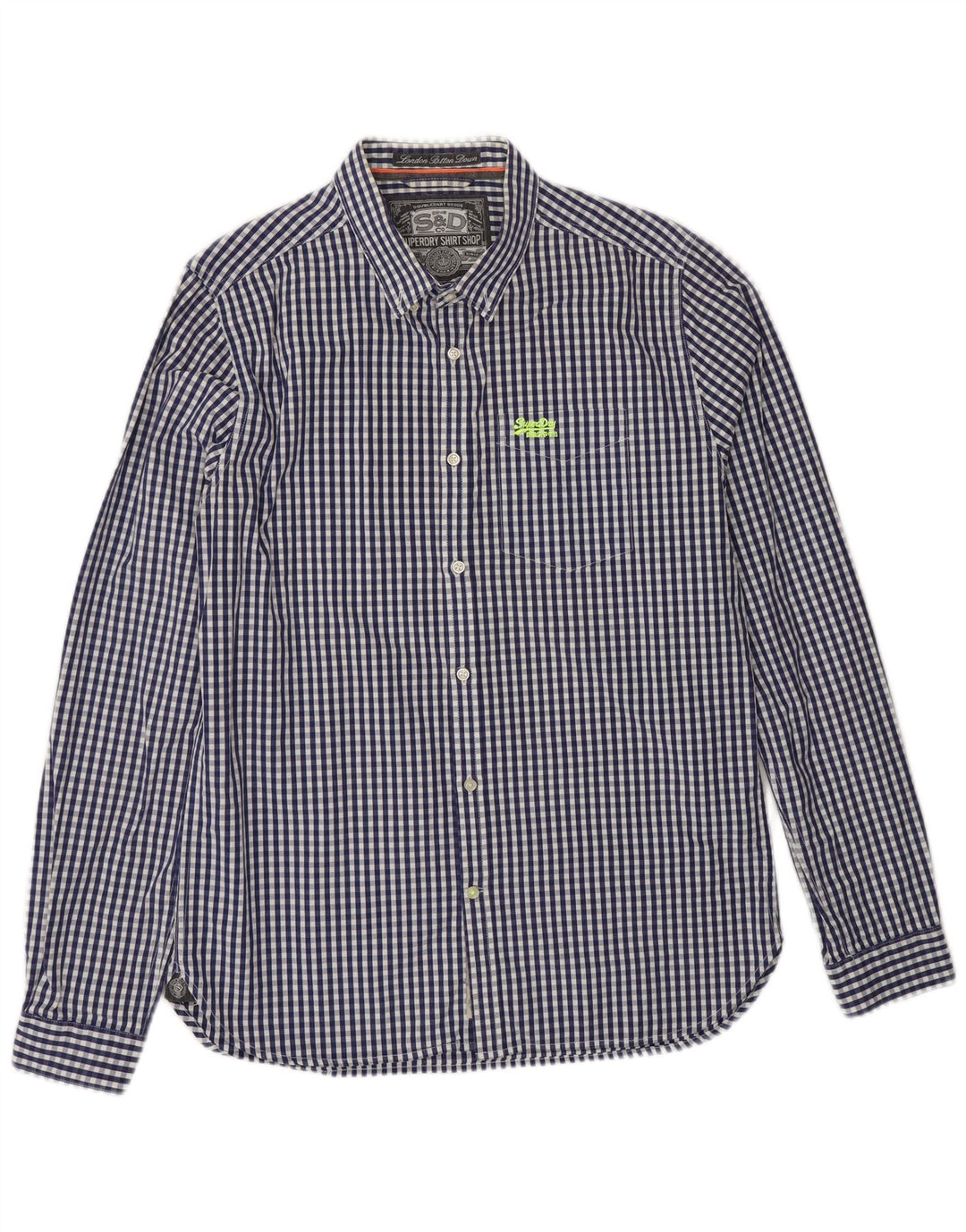 Ανδρικό πουκάμισο SUPERDRY μεγάλο Navy Blue Gingham Cotton