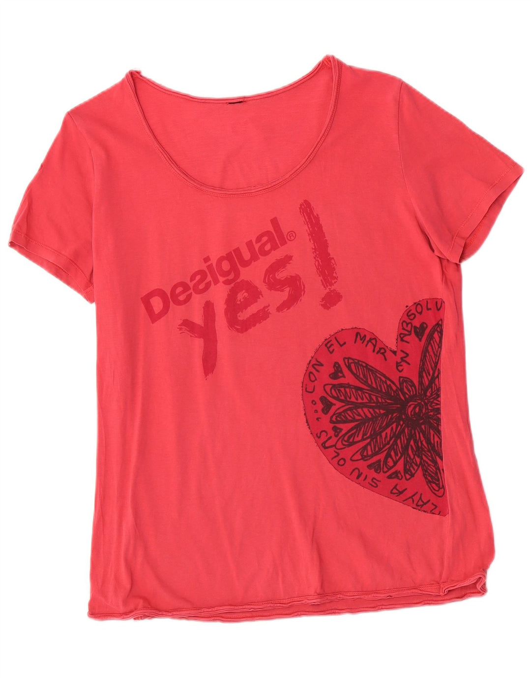 Desigual Γυναικείο γραφικό T-Shirt Top UK 14 Medium Pink
