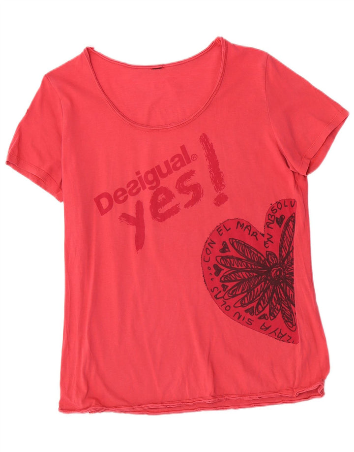 Desigual Γυναικείο γραφικό T-Shirt Top UK 14 Medium Pink
