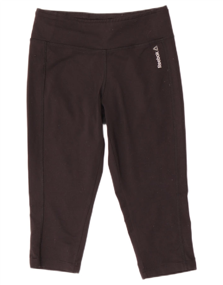 REEBOK Γυναικεία Κάπρι Κολάν UK 8/10 Μικρός Μαύρος Πολυεστέρας