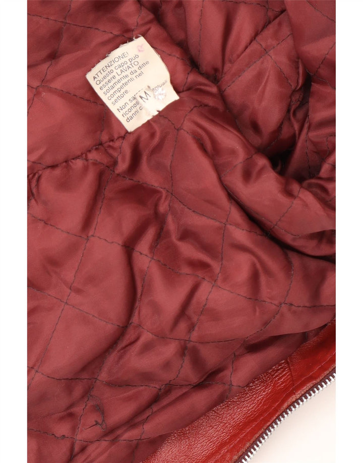 Vintage Γυναικείο Δερμάτινο Μπουφάν UK 14 Medium Red