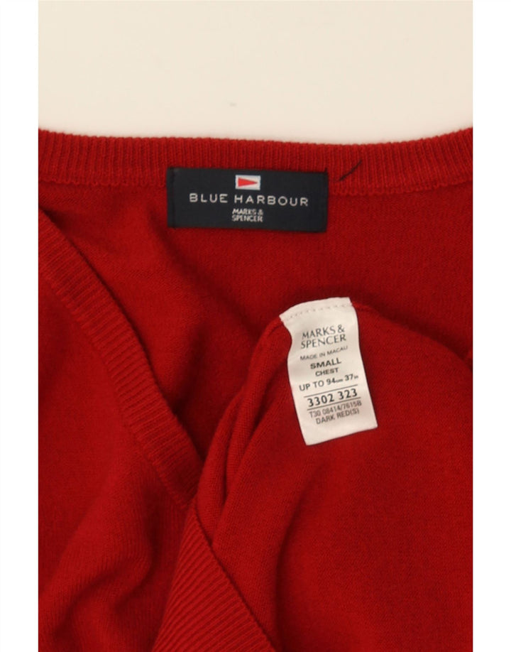 Ανδρικό πουλόβερ MARKS & SPENCER Μπλε Harbor V-Neck Jumper Μικρό κόκκινο ακρυλικό