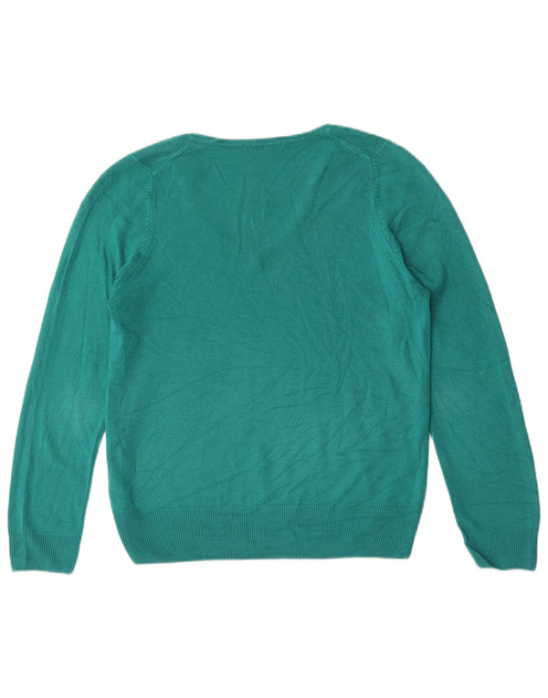 Marks & Spencer Womens V-Neck Jumper Sweater UK 12 Medium Green Acrylic