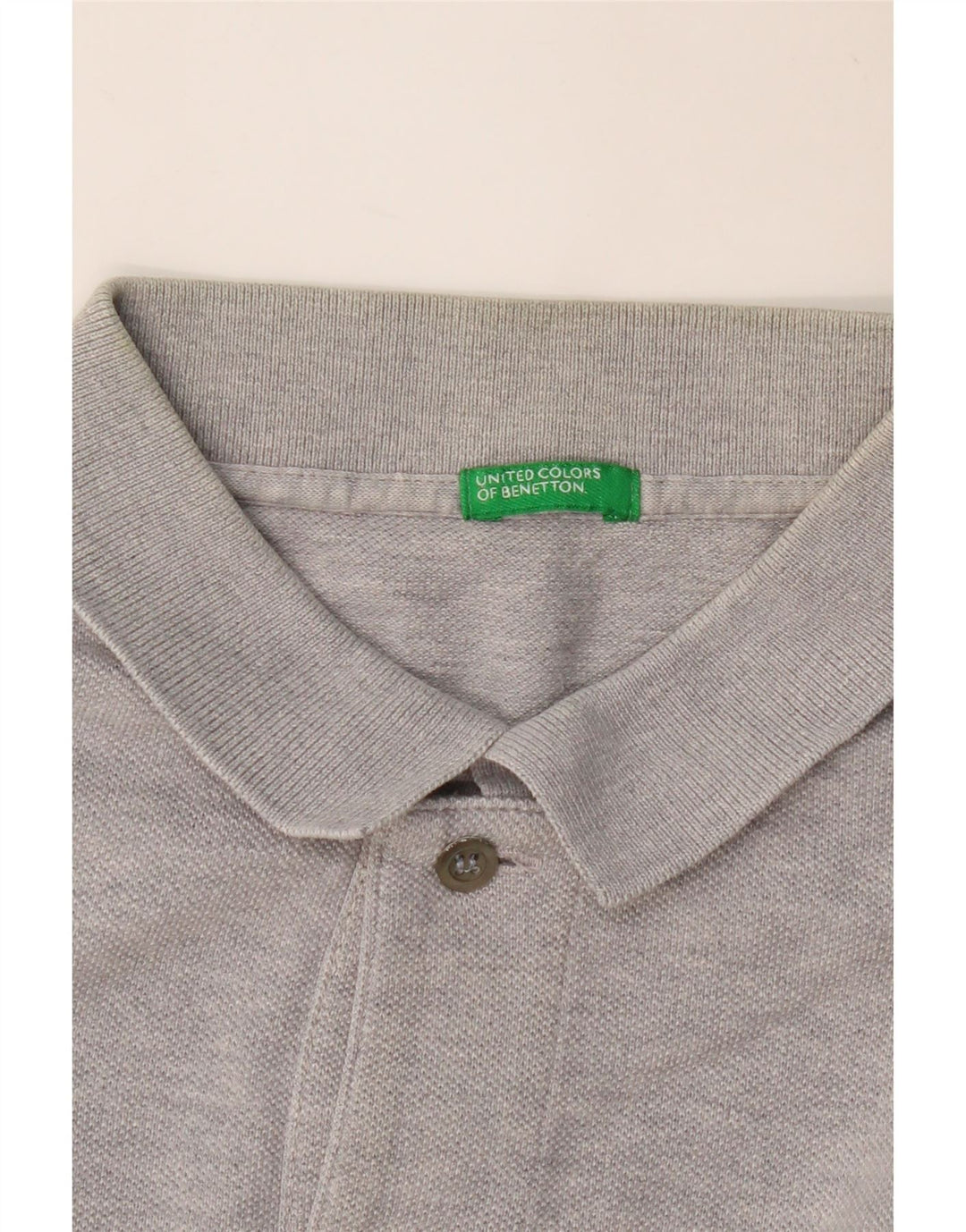 BENETTON Ανδρικό μακρυμάνικο μπλουζάκι πόλο σε μεσαίο γκρι φλιτζάνι