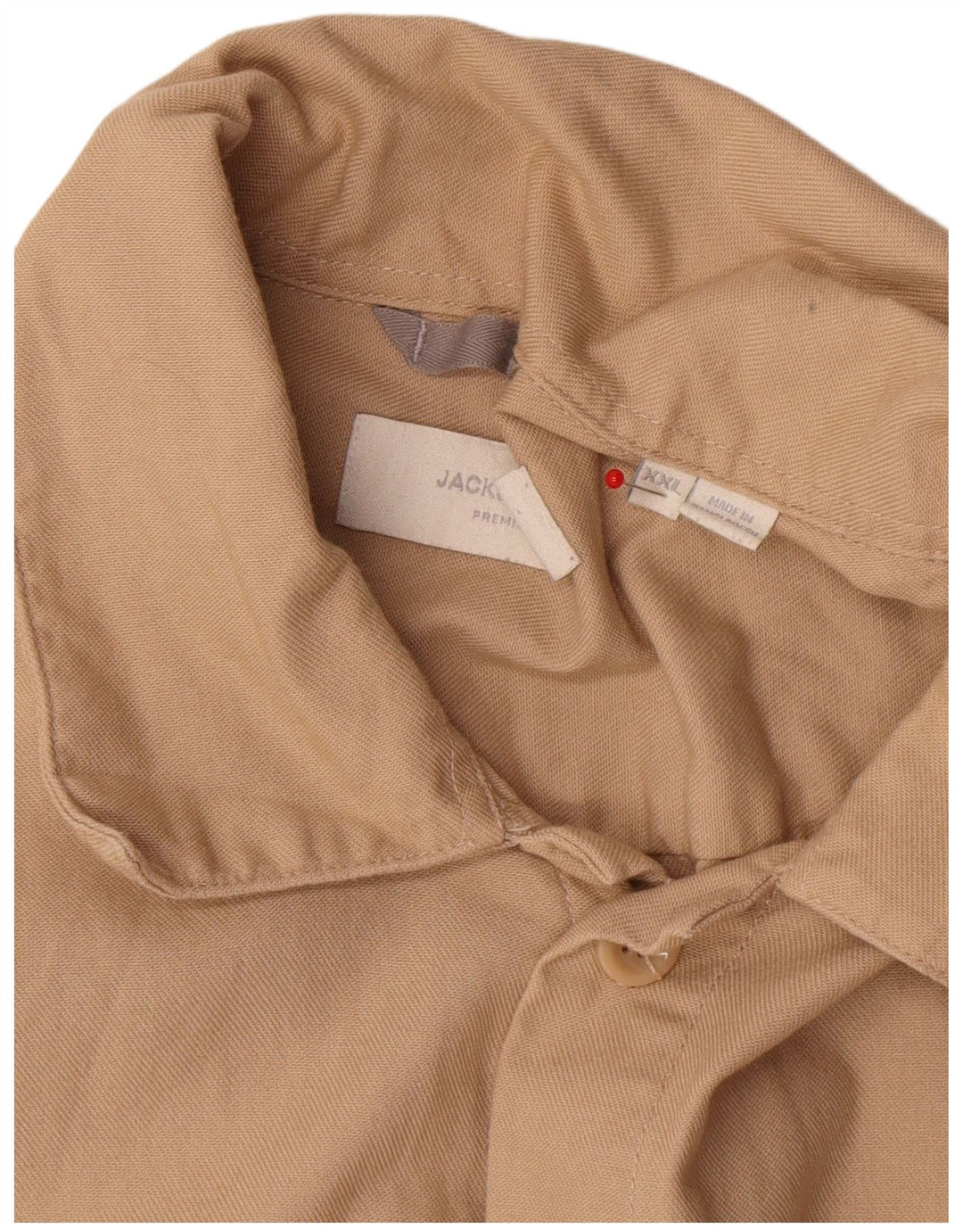 Ανδρικό πουκάμισο Jack & Jones 2XL Μπεζ βαμβακερό