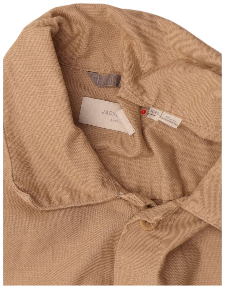 Ανδρικό πουκάμισο Jack & Jones 2XL Μπεζ βαμβακερό