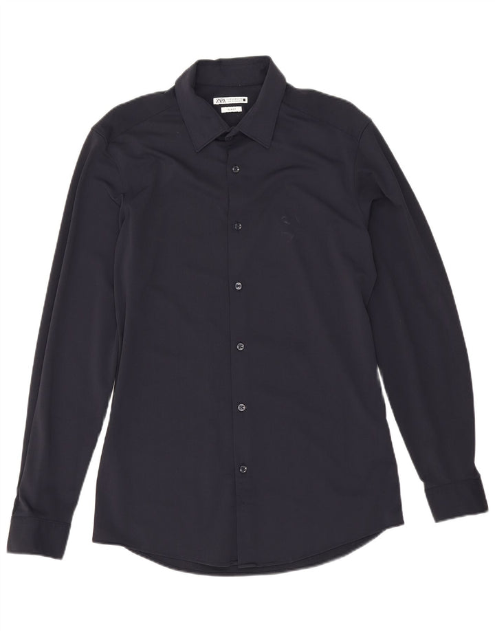Ανδρικό πουκάμισο Zara Slim Fit Medium Navy Blue Polyamide