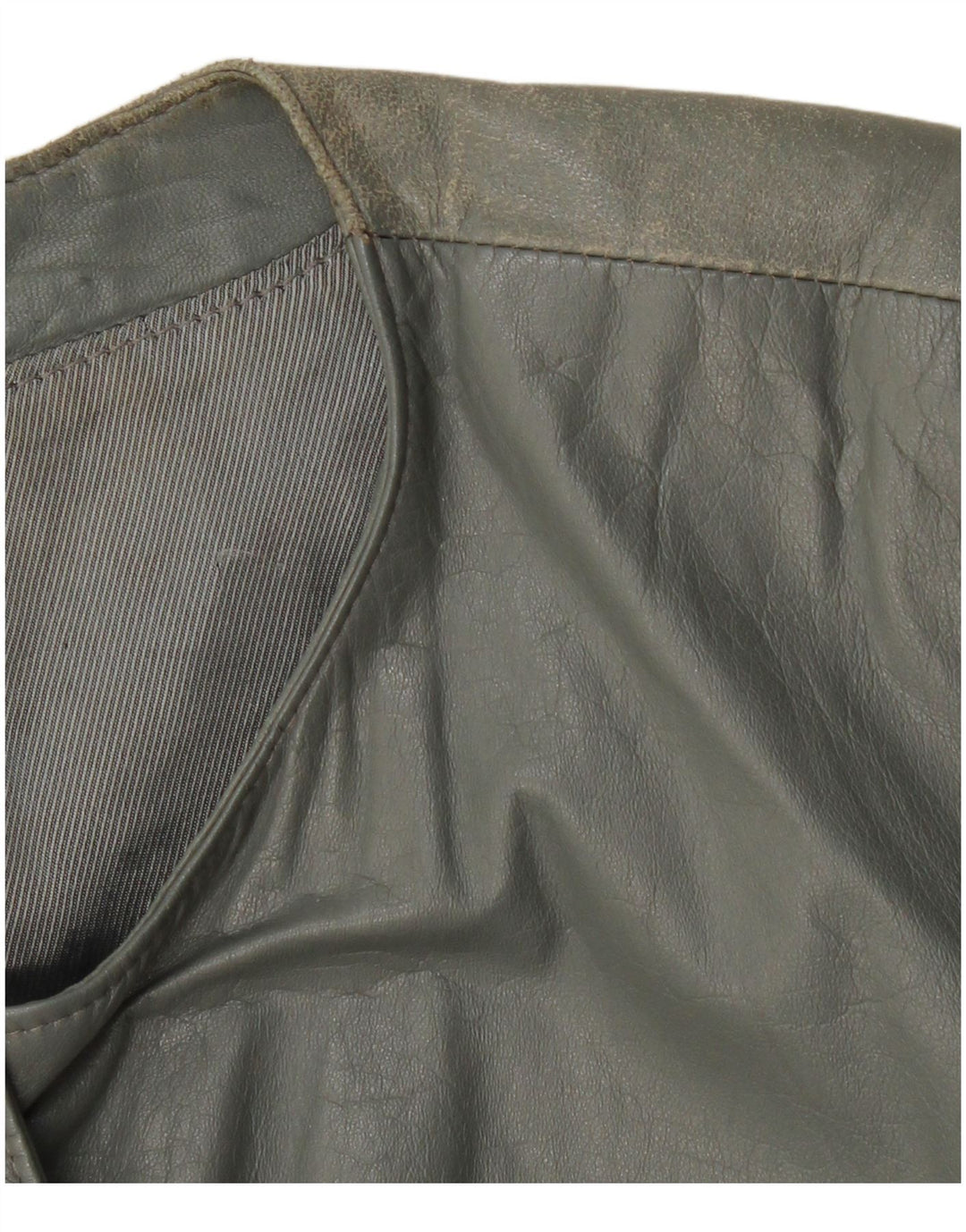 VINTAGE Γυναικείο Δερμάτινο Μπουφάν UK 12 Medium Grey Leather