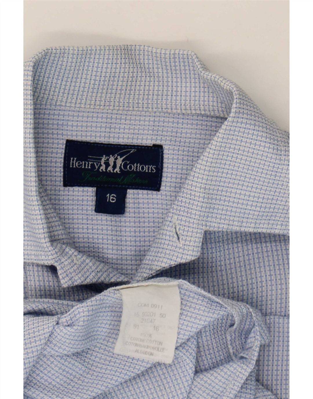 Ανδρικό φανελένιο πουκάμισο Henry Cottons Μέγεθος 16 Large Blue Check Cotton