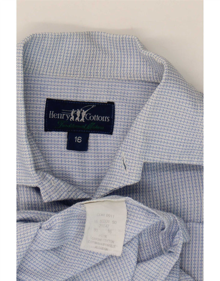 Ανδρικό φανελένιο πουκάμισο Henry Cottons Μέγεθος 16 Large Blue Check Cotton
