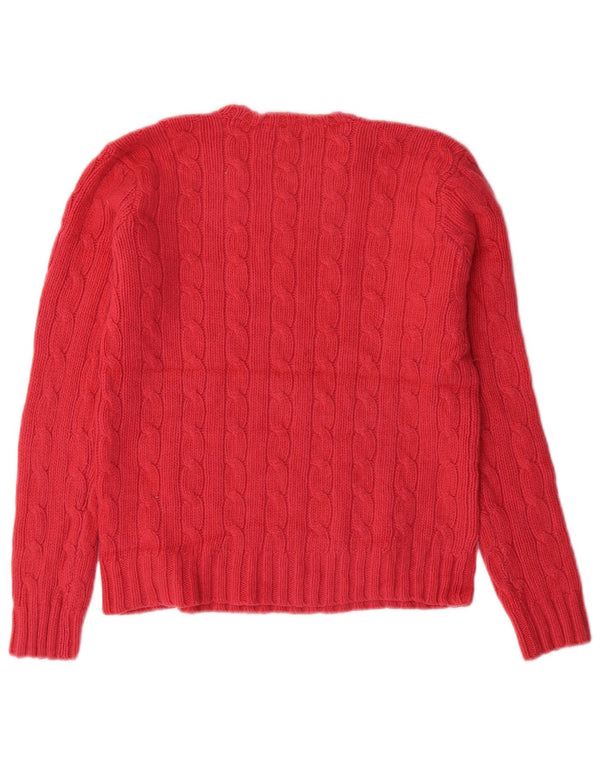 RALPH LAUREN Girls Crew Neck Jumper πουλόβερ 9-10 ετών Ροζ