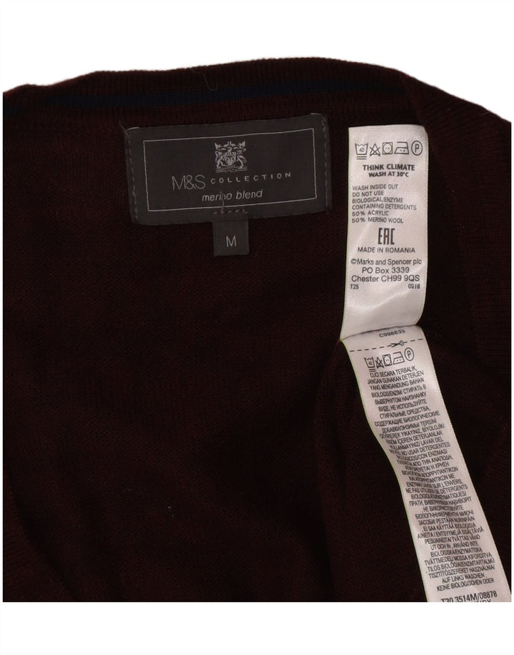 Ανδρικό πουλόβερ ζακέτα Marks & Spencer Μεσαίο μπορντό ακρυλικό