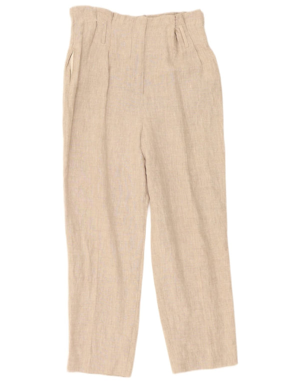 Zara γυναικείο ψηλόμεσο παντελόνι Chino με μεσαίο W30 L26 Μπεζ λινό