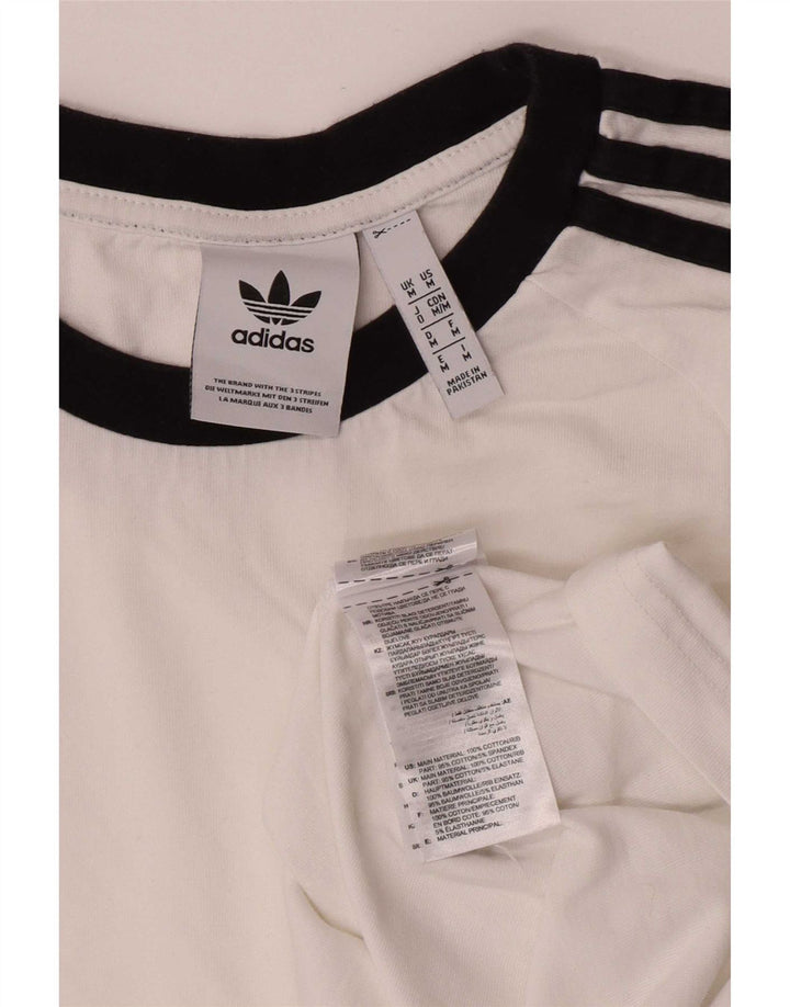 Ανδρικό κανονικό τοπ Adidas με μακρυμάνικο μεσαίο λευκό βαμβακερό