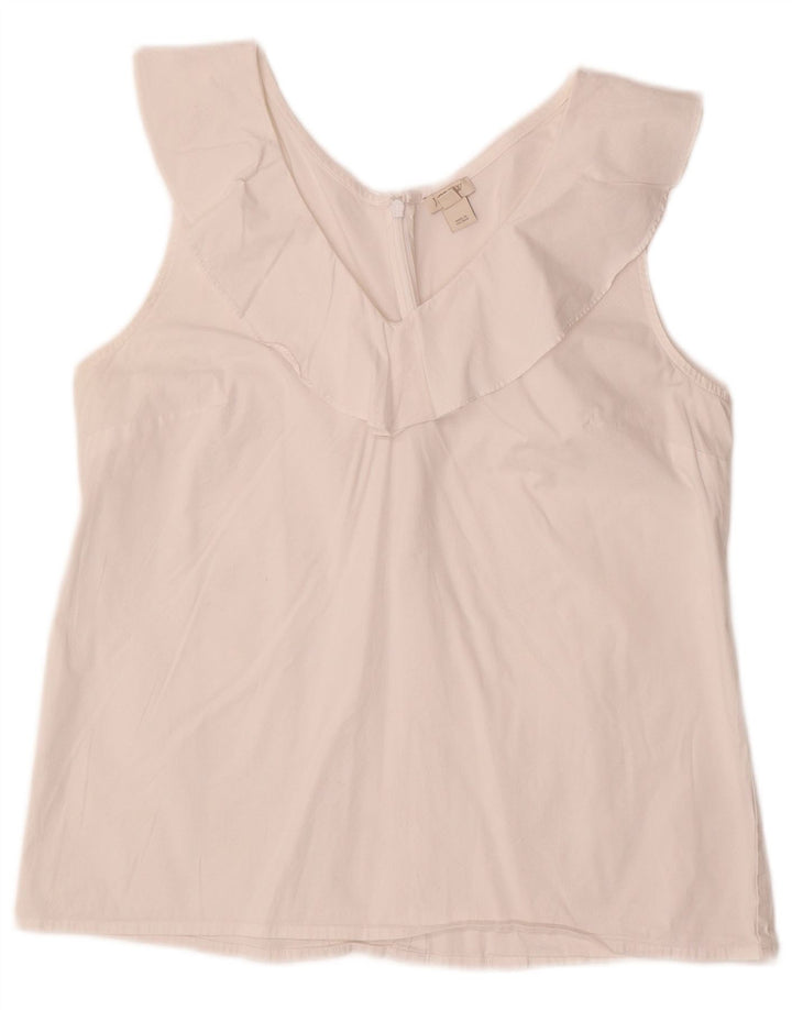 J. Crew Γυναικεία Αμάνικη Μπλούζα Τοπ US 10 Large Λευκό Βαμβακερό