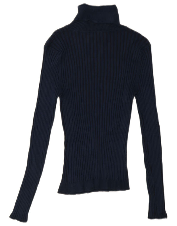Karen Millen Γυναικείο Crop Roll Neck πουλόβερ UK 12 Medium Navy Blue
