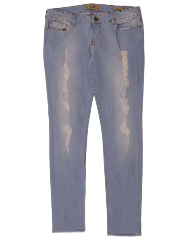Guess Womens Starlet Distressed Skinny Jeans W31 L32 Blue Cotton